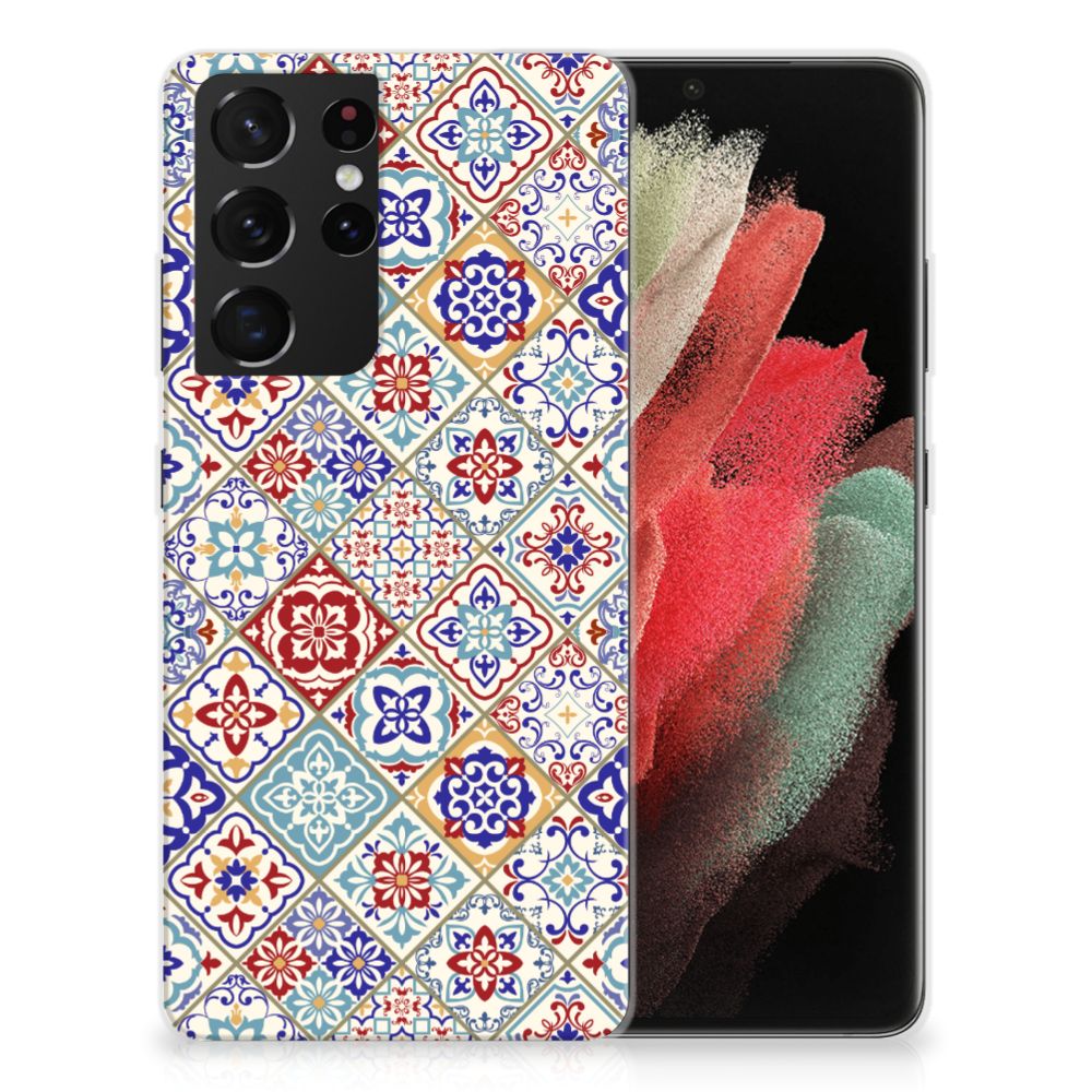 Samsung Galaxy S21 Ultra TPU Siliconen Hoesje Tiles Color B2C Telecom
