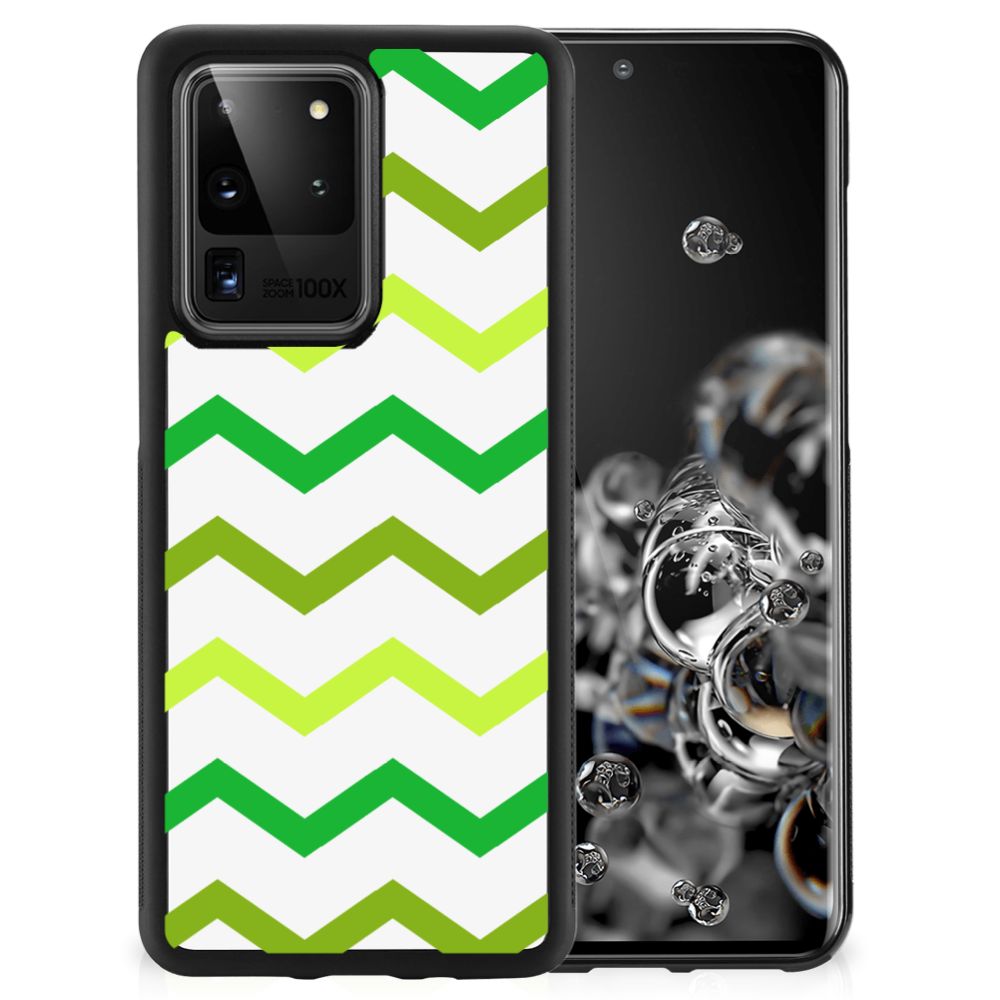 Samsung Galaxy S20 Ultra Bumper Case Zigzag Groen