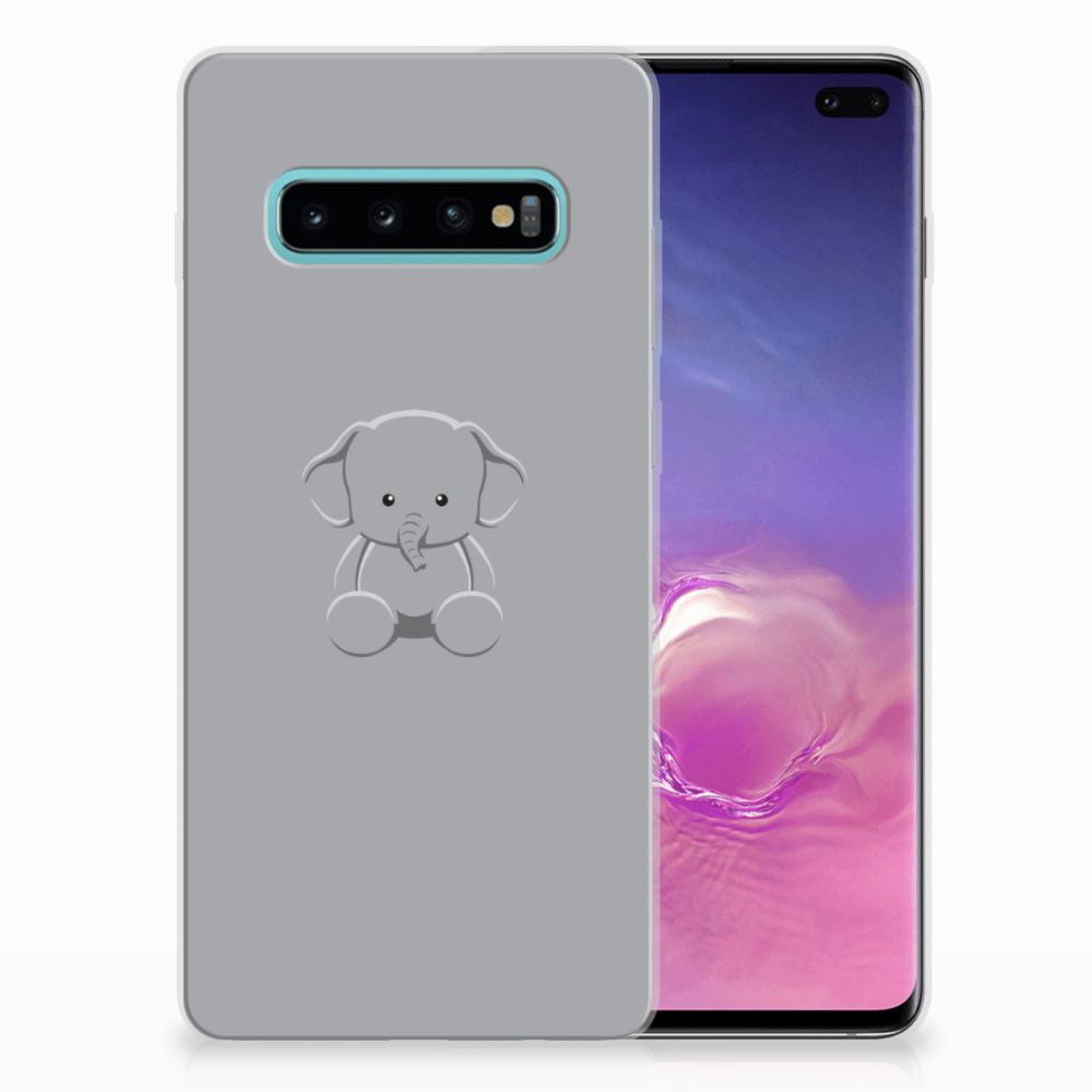 Samsung Galaxy S10 Plus Telefoonhoesje met Naam Grijs Baby Olifant