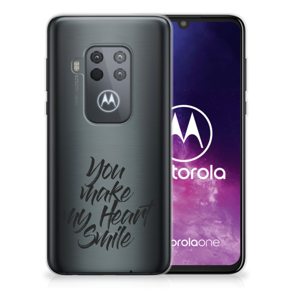 Motorola One Zoom Siliconen hoesje met naam Heart Smile