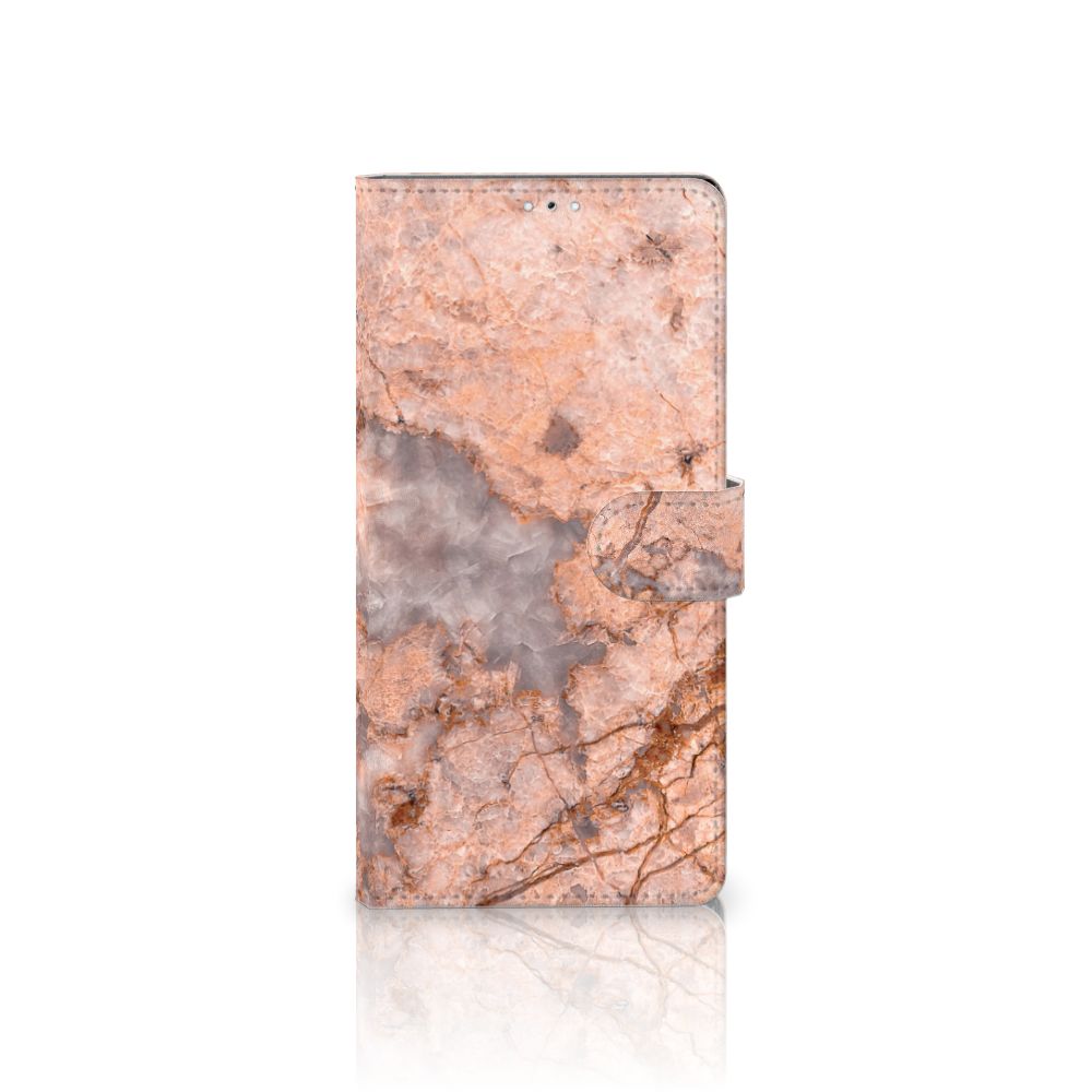Samsung Galaxy S22 Ultra Bookcase Marmer Oranje