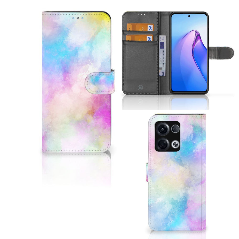 Hoesje OPPO Reno8 Pro Watercolor Light met pastelkleuren en pasjeshouder