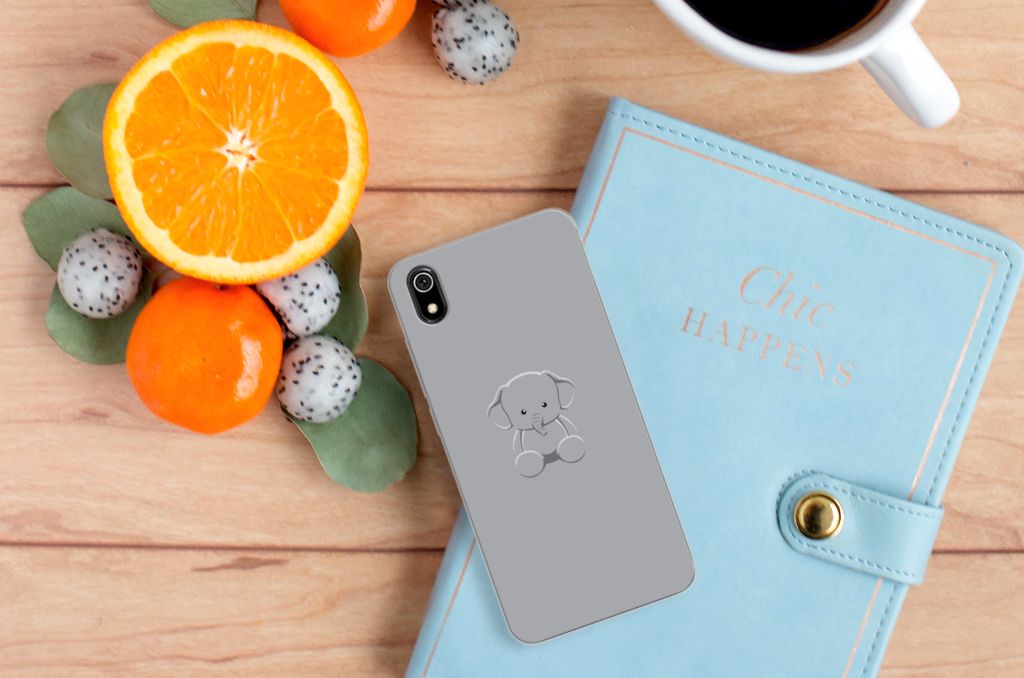 Xiaomi Redmi 7A Telefoonhoesje met Naam Grijs Baby Olifant