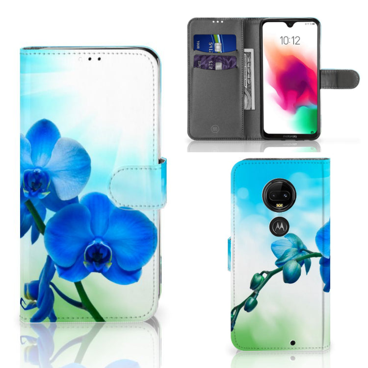 Motorola Moto G7 | G7 Plus Hoesje Orchidee Blauw - Cadeau voor je Moeder