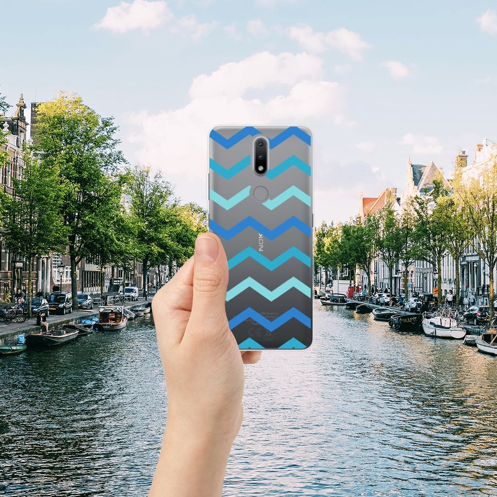 Nokia 2.4 TPU bumper Zigzag Blauw