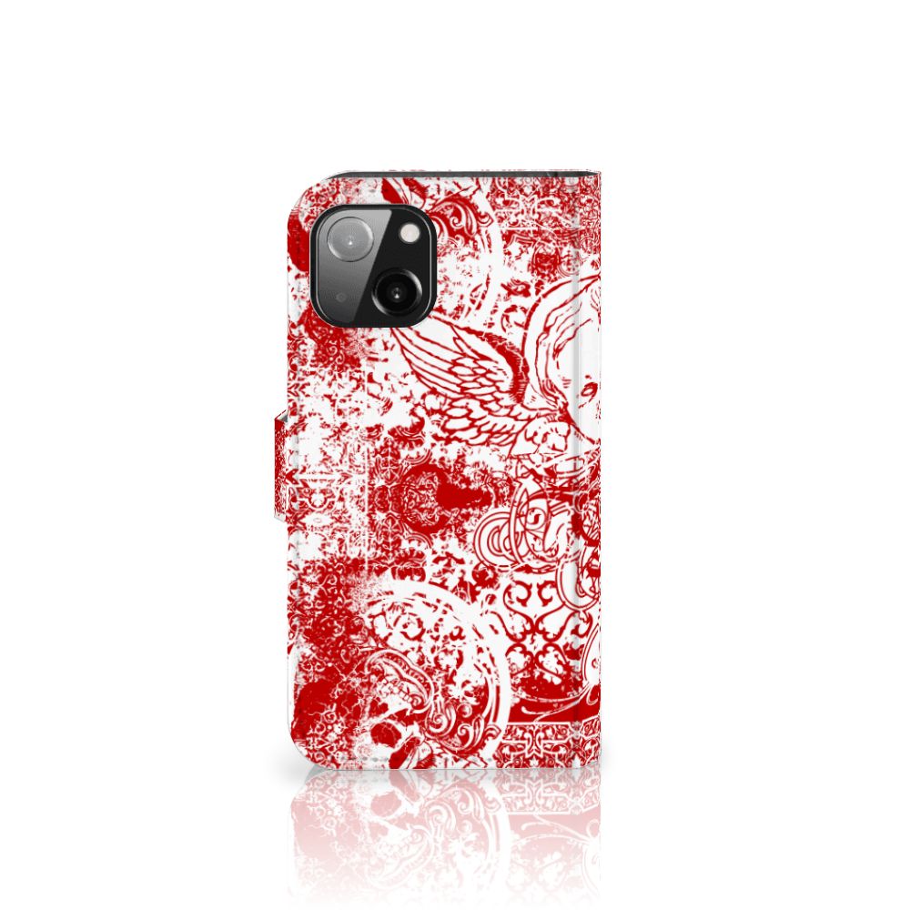 Telefoonhoesje met Naam Apple iPhone 13 Angel Skull Rood