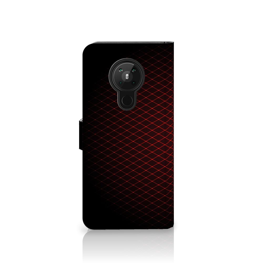 Nokia 5.3 Telefoon Hoesje Geruit Rood met rood zwart geometrisch ontwerp