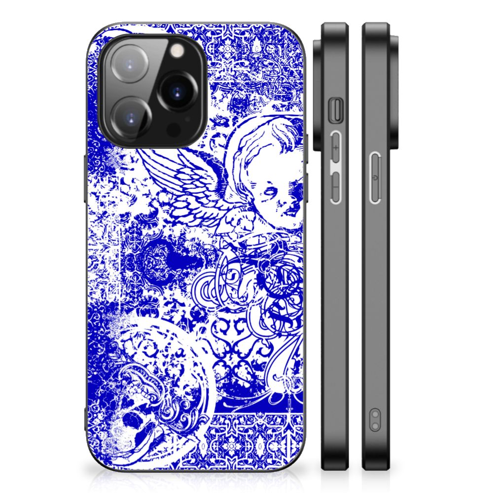 Telefoonhoesje iPhone 14 Pro Max Angel Skull Blauw
