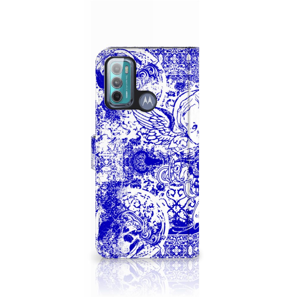 Telefoonhoesje met Naam Motorola Moto G60 Angel Skull Blauw