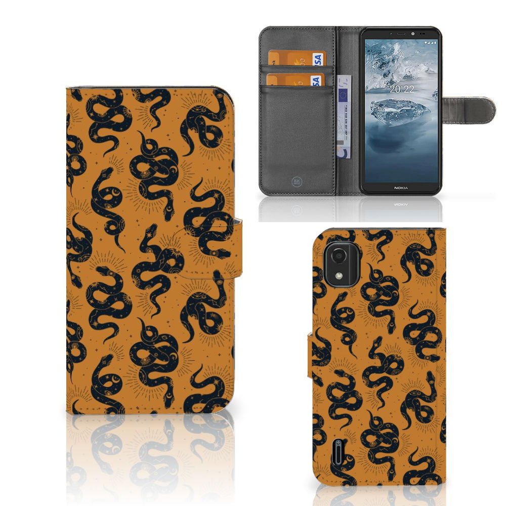 Telefoonhoesje met Pasjes voor Nokia C2 2nd Edition Snakes