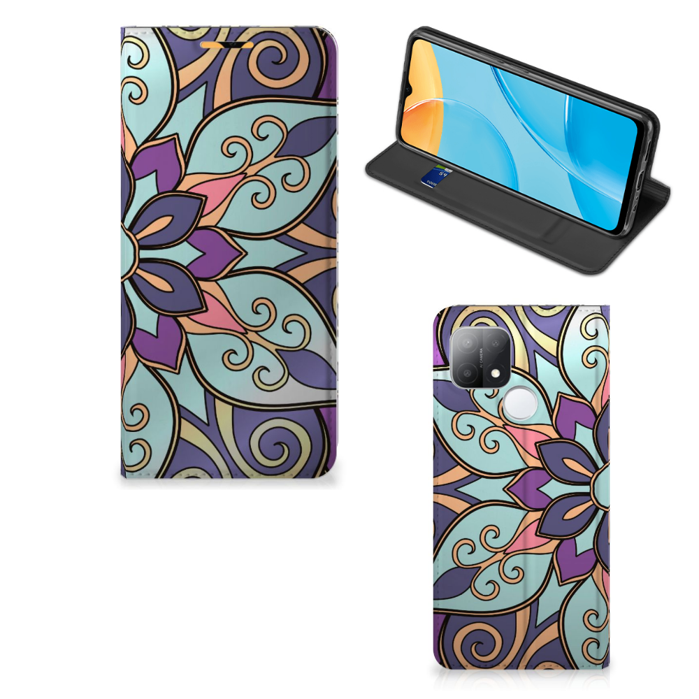 OPPO A15 Smart Cover Purple Flower - B2C Telecom