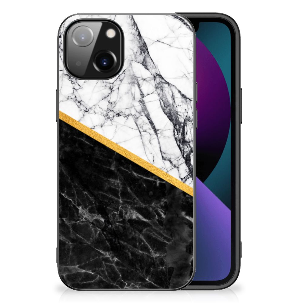 Apple iPhone 13 Marmeren Print Telefoonhoesje Marmer Wit Zwart - Origineel Cadeau Man B2C Telecom