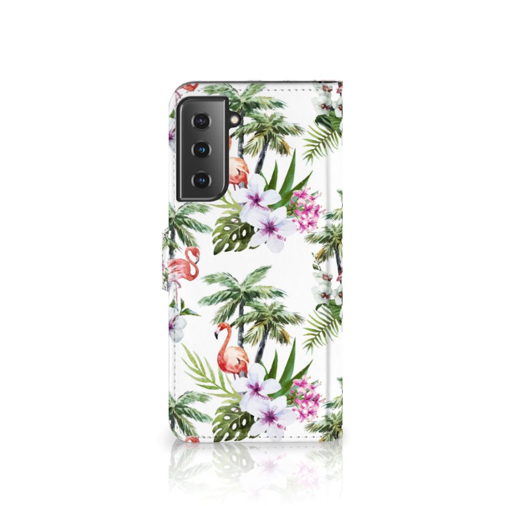 Samsung Galaxy S21 Plus Telefoonhoesje met Pasjes Flamingo Palms