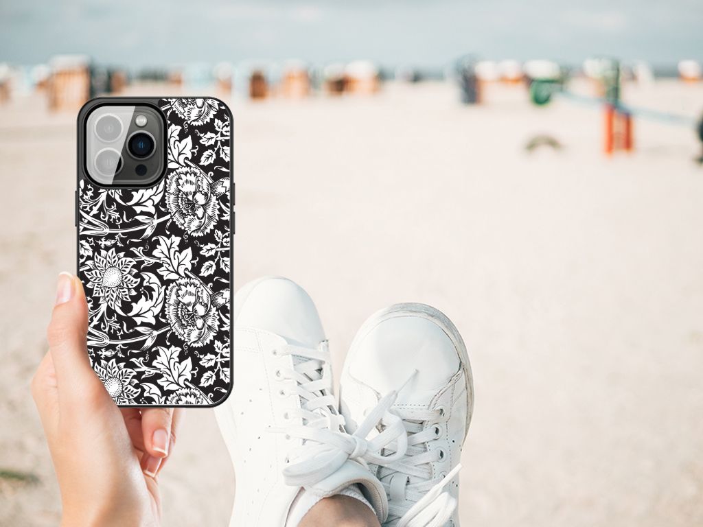 iPhone 13 Pro Max Bloemen Hoesje Black Flowers B2C Telecom