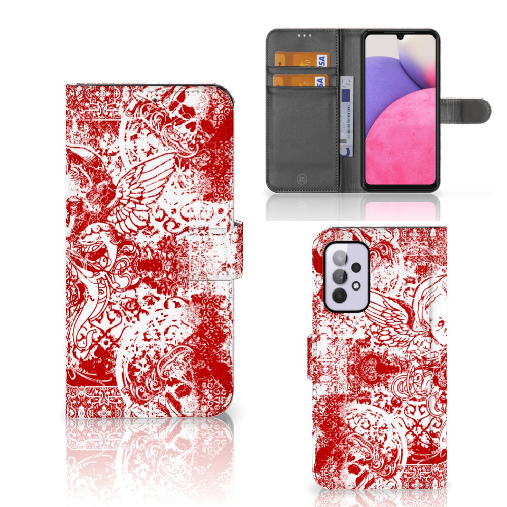 Telefoonhoesje met Naam Samsung Galaxy A33 5G Angel Skull Rood