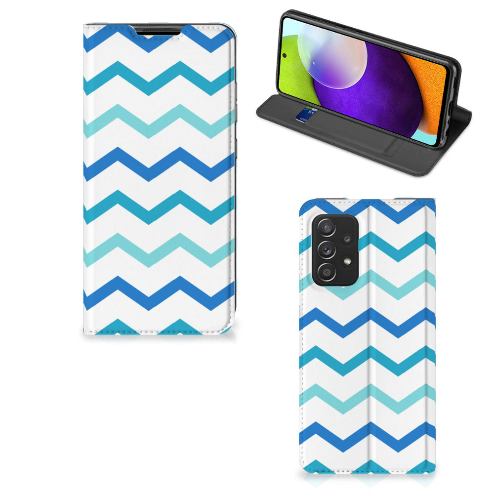 Samsung Galaxy A52 Hoesje met Magneet Zigzag Blauw