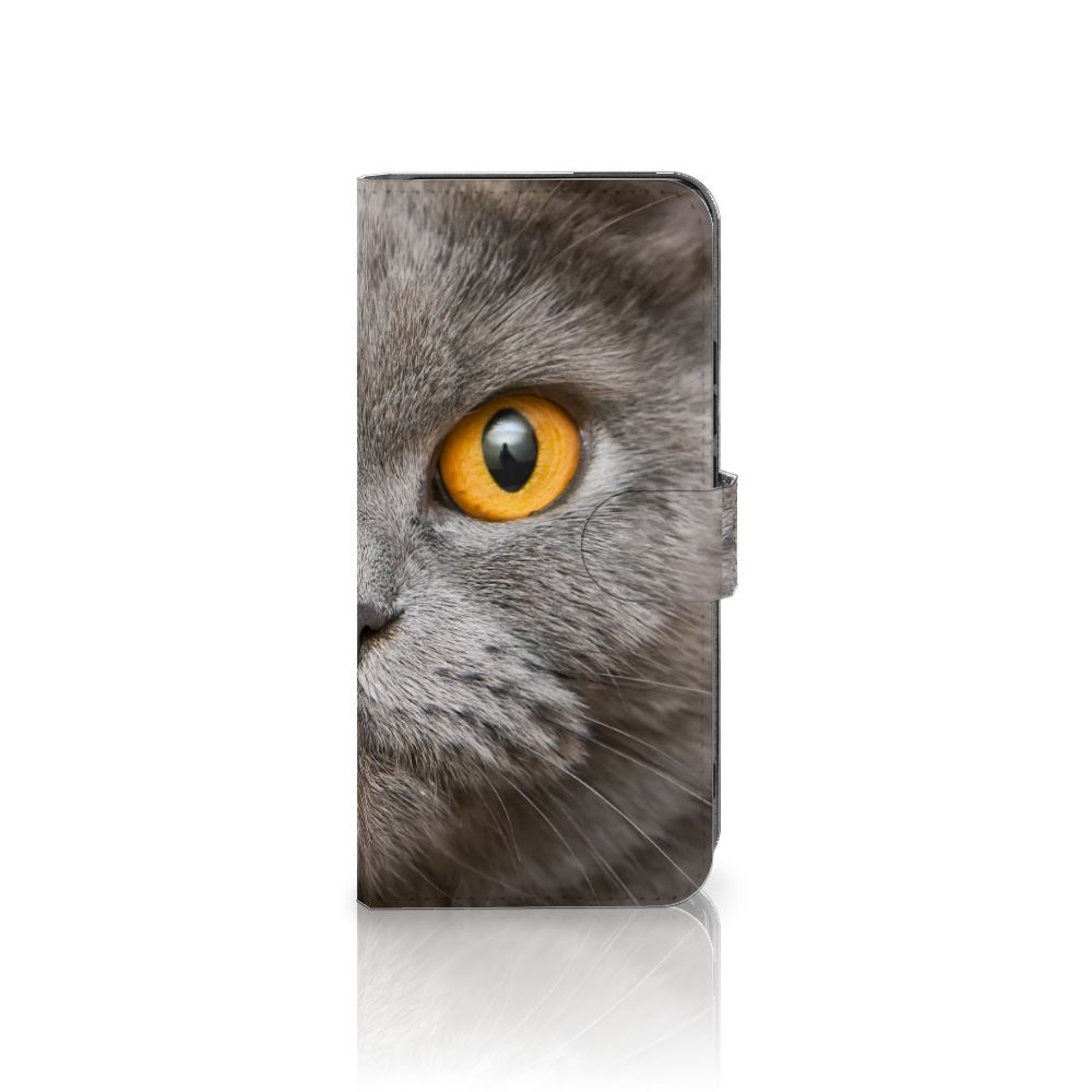 Telefoonhoesje met Pasjes Xiaomi Poco F5 Pro Britse Korthaar met intense blik en oranje oog.