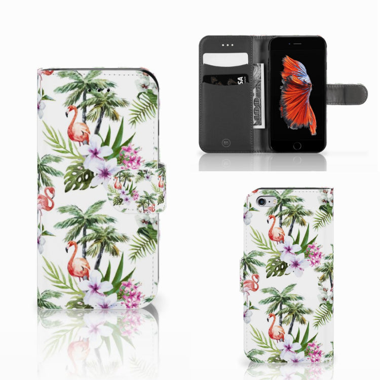 Apple iPhone 6 | 6s Telefoonhoesje met Pasjes Flamingo Palms