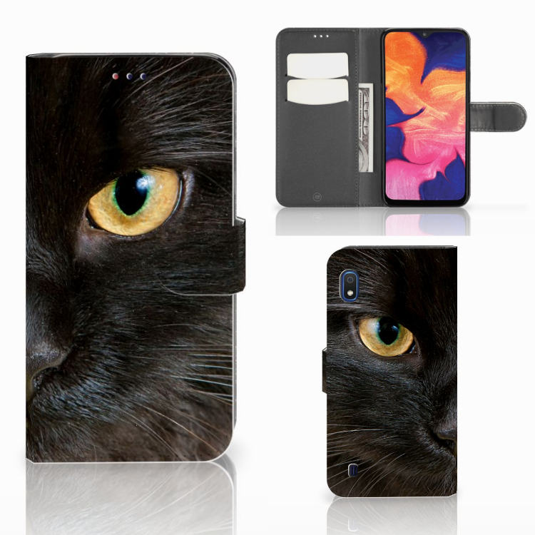 Samsung Galaxy A10 Telefoonhoesje met Pasjes Zwarte Kat