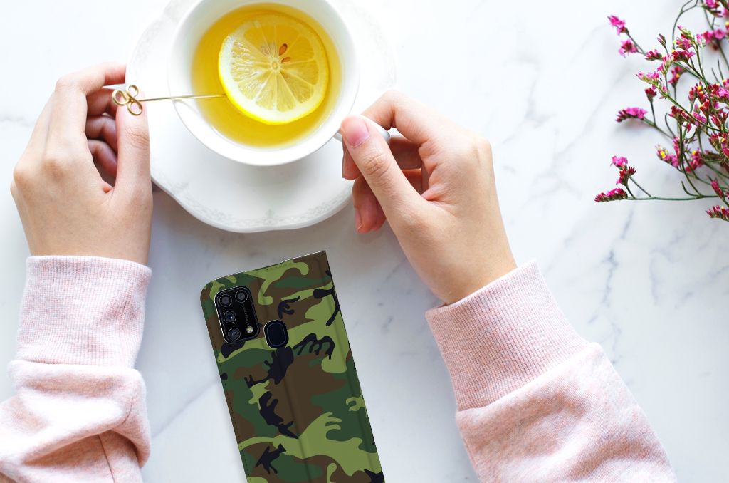Samsung Galaxy M31 Hoesje met Magneet Army Dark - B2C Telecom