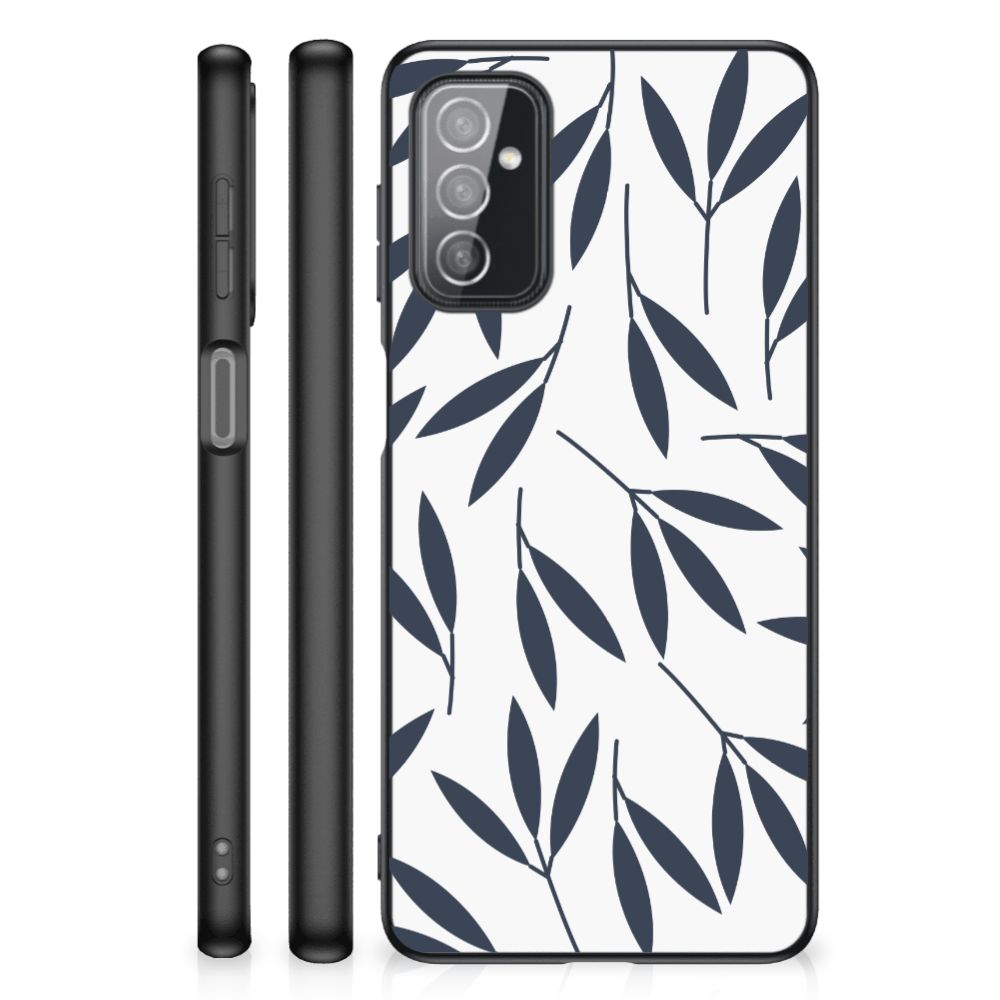 Samsung Galaxy M52 Bloemen Hoesje Leaves Blue B2C Telecom