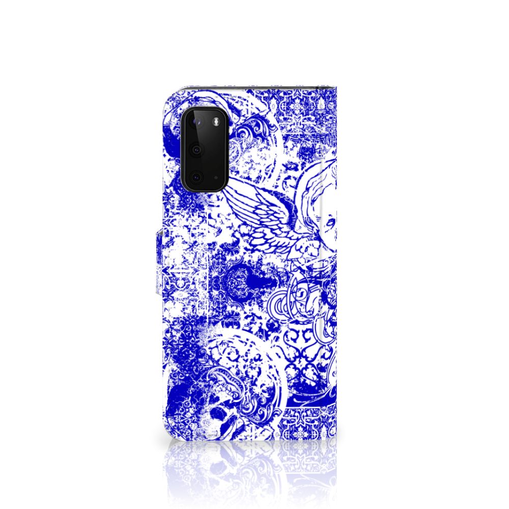 Telefoonhoesje met Naam Samsung Galaxy S20 Angel Skull Blauw