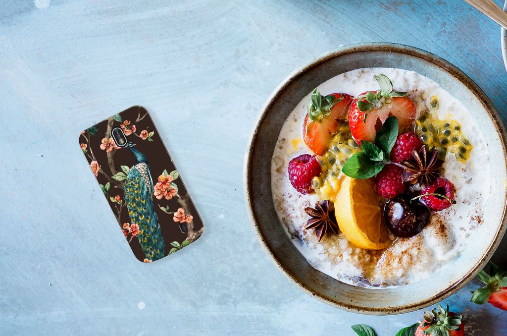 Nokia 1 TPU Hoesje Pauw met Bloemen