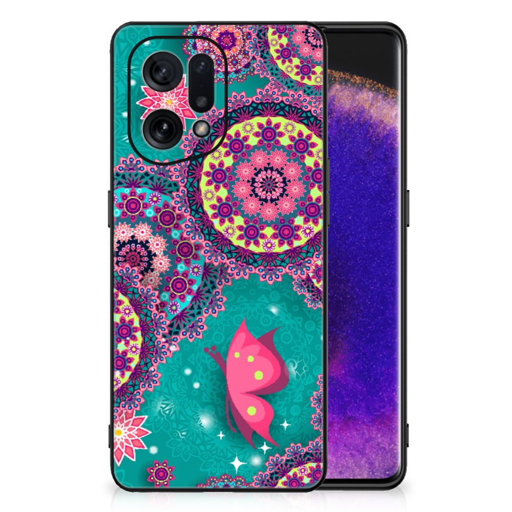OPPO Find X5 Leuk Telefoonhoesje Cirkels en Vlinders