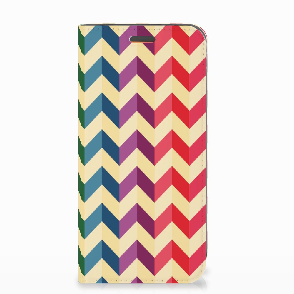 Motorola Moto E5 Play Hoesje met Magneet Zigzag Multi Color