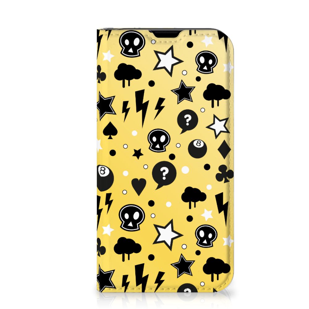 Mobiel BookCase iPhone 13 Mini Punk Geel - B2C Telecom