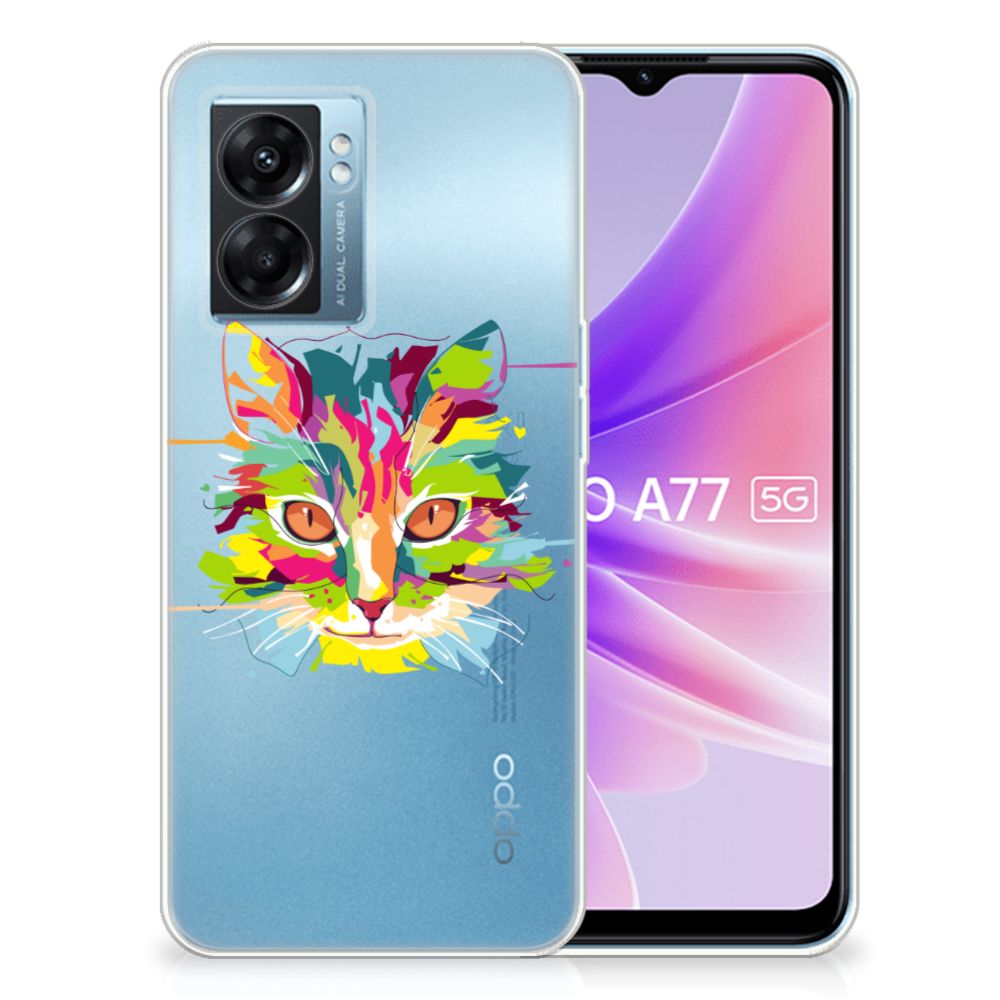 OPPO A77 | A57 5G Telefoonhoesje met Naam Cat Color