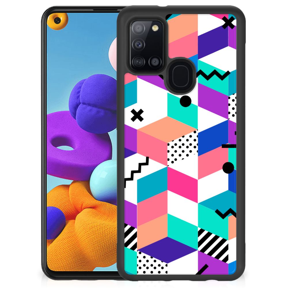 Samsung Galaxy A21s Grip Case Blokken Kleurrijk