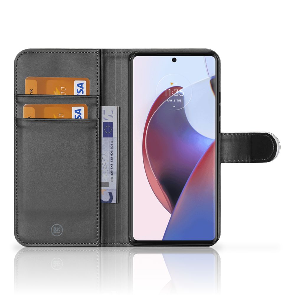 Telefoonhoesje met Pasjes Motorola Edge 30 Ultra Britse Korthaar met magnetisch lipje en pasjesvak.