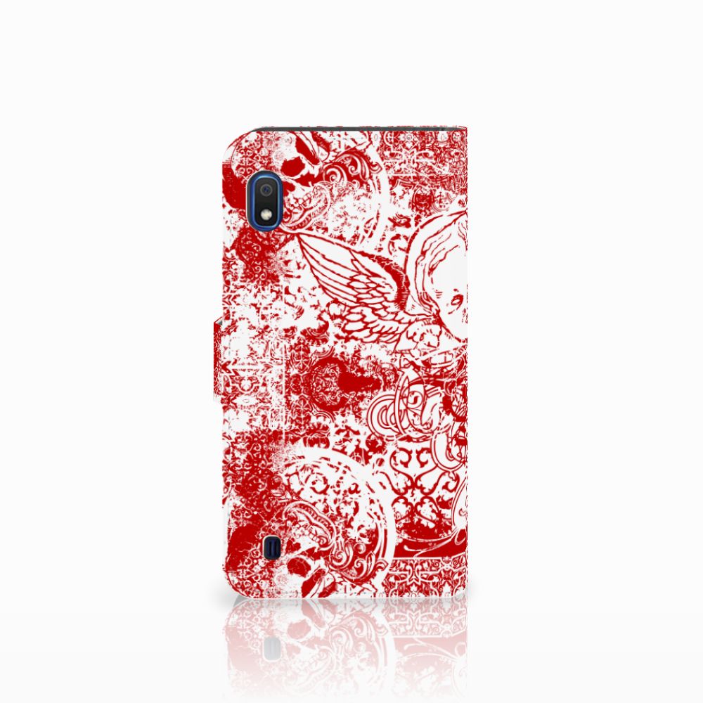 Telefoonhoesje met Naam Samsung Galaxy A10 Angel Skull Rood