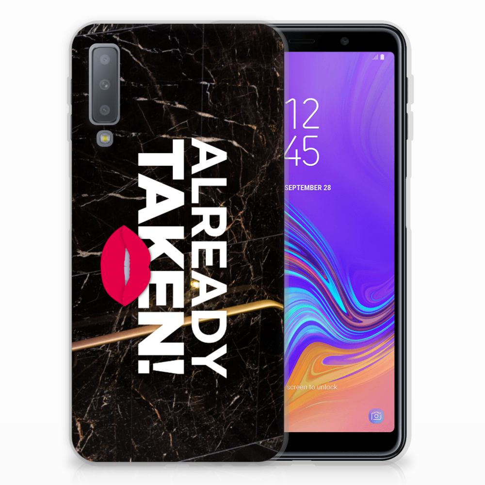 Samsung Galaxy A7 (2018) Siliconen hoesje met naam Already Taken Black