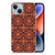 Apple iPhone 14 TPU bumper Batik Brown met mooi symmetrisch bloemdesign 🌼