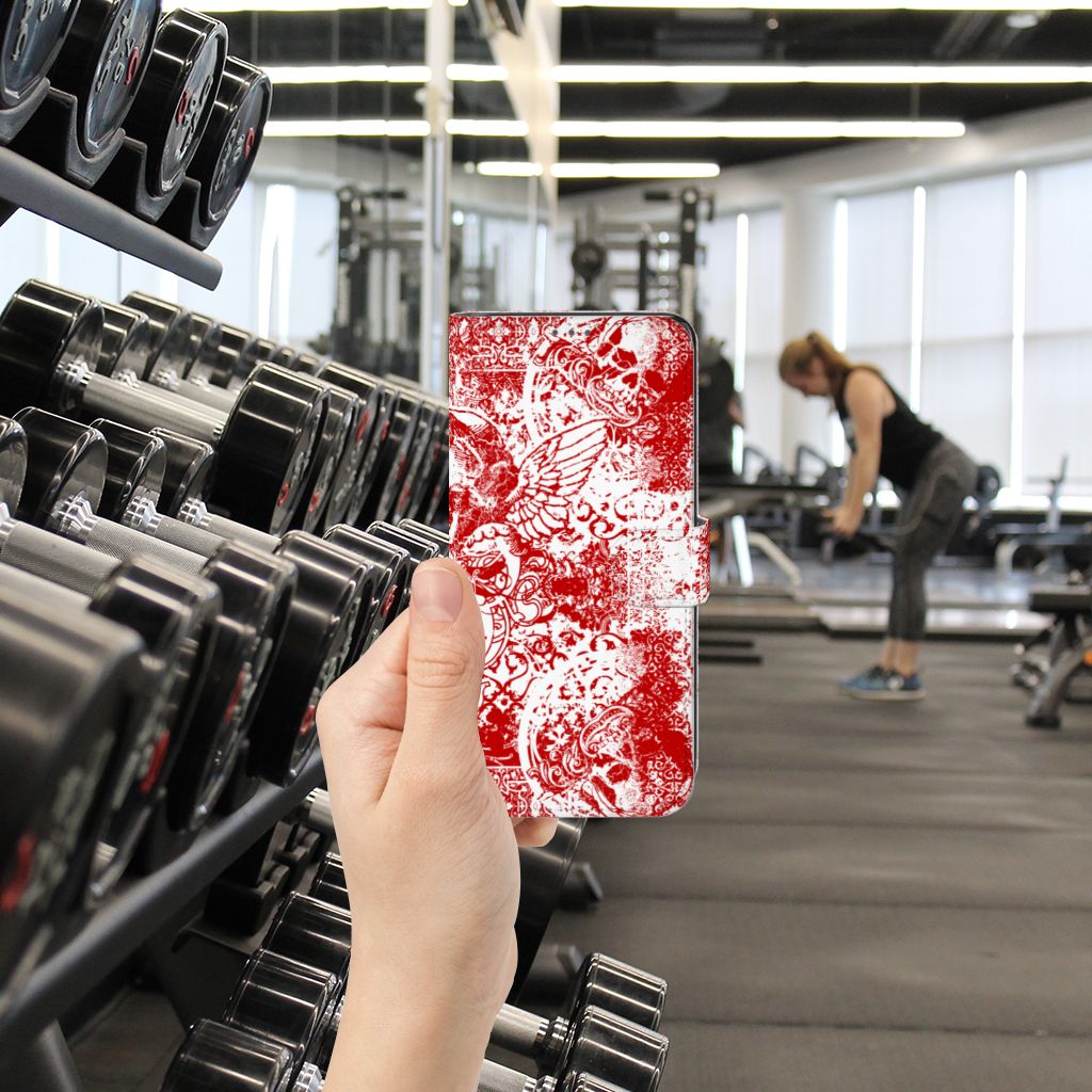 Telefoonhoesje met Naam Samsung Galaxy A32 5G Angel Skull Rood