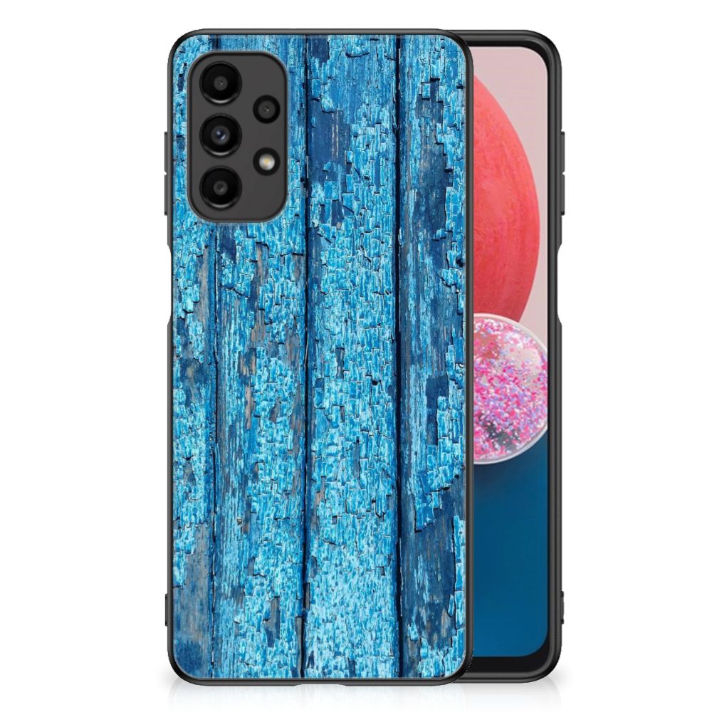 Samsung Galaxy A13 4G Houten Print Telefoonhoesje Wood Blue B2C Telecom