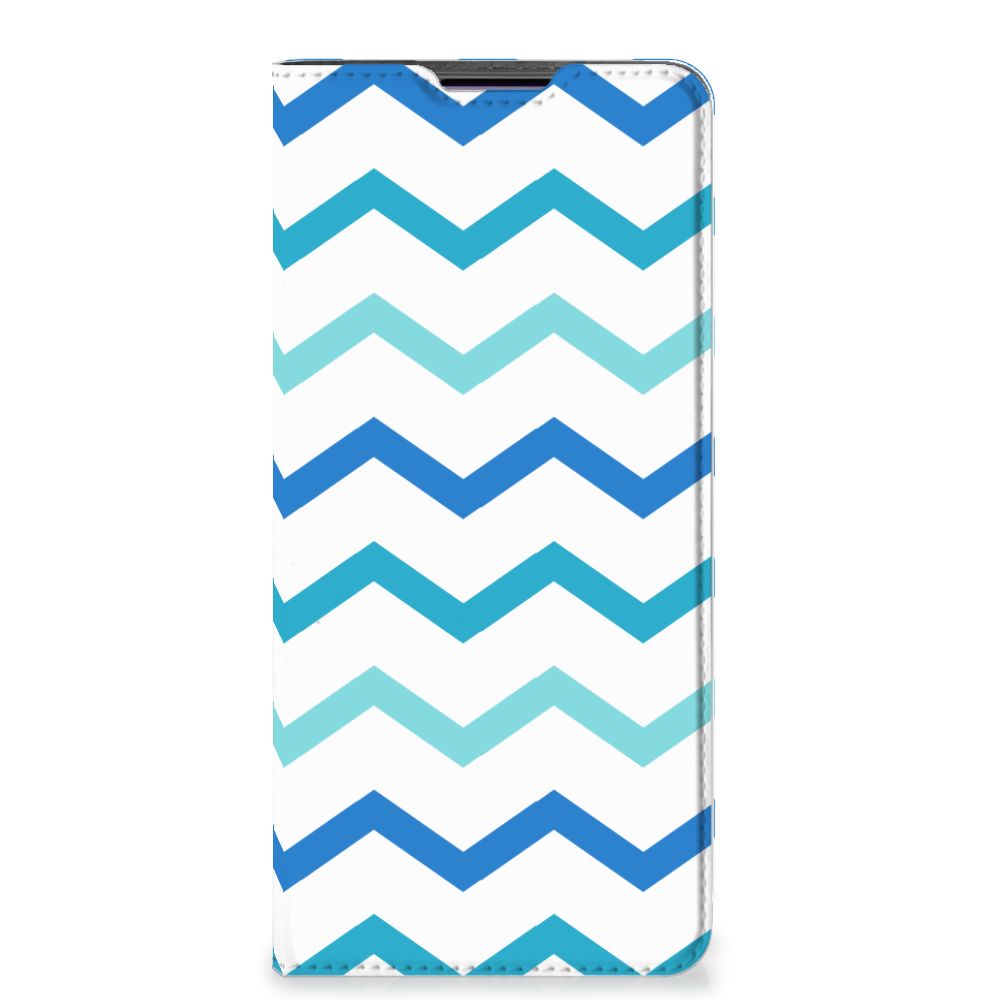 Motorola Edge 30 Pro Hoesje met Magneet Zigzag Blauw - B2C Telecom