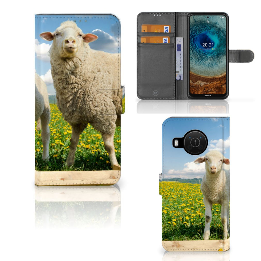 Nokia X10 | Nokia X20 Telefoonhoesje met Pasjes Schaap en Lammetje