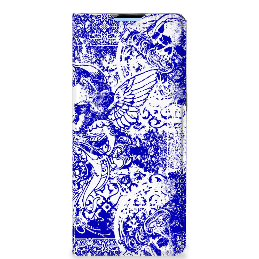 Mobiel BookCase OPPO Reno4 Pro 5G Angel Skull Blauw - B2C Telecom