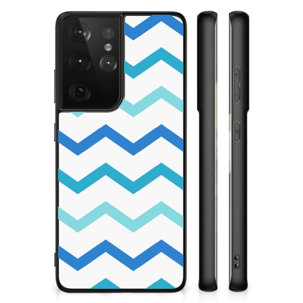 Samsung Galaxy S21 Ultra Back Case Zigzag Blauw B2C Telecom