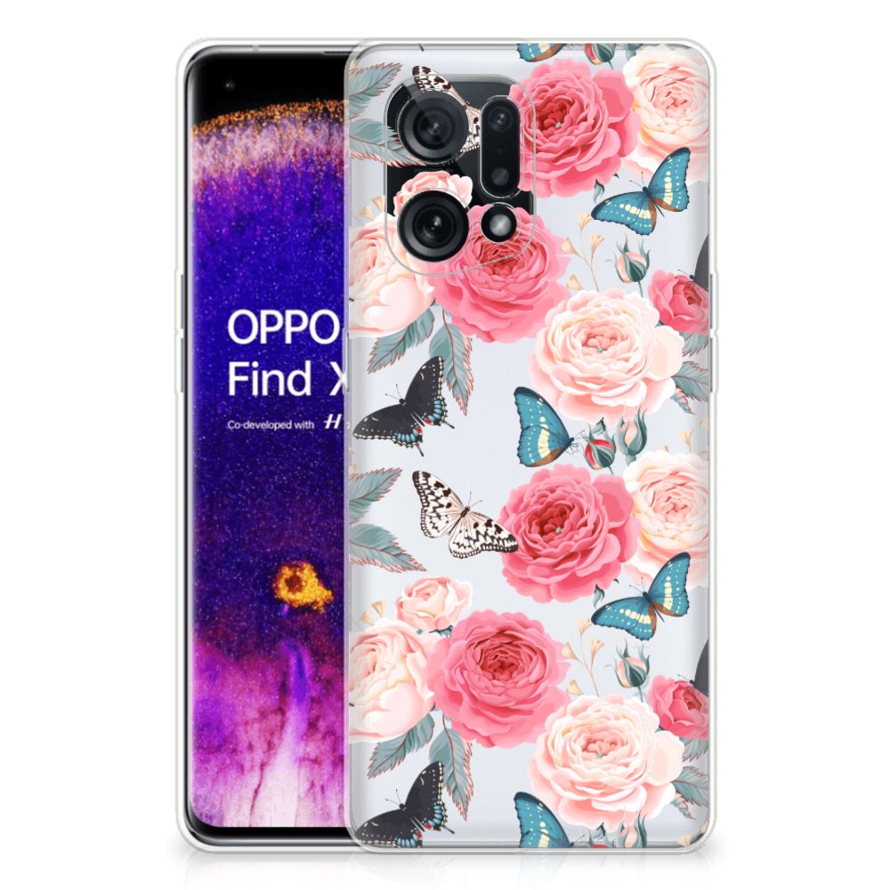 OPPO Find X5 TPU Case Butterfly Roses