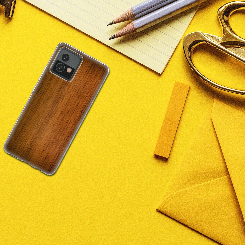Motorola Moto G72 Bumper Hoesje Donker Hout B2C Telecom