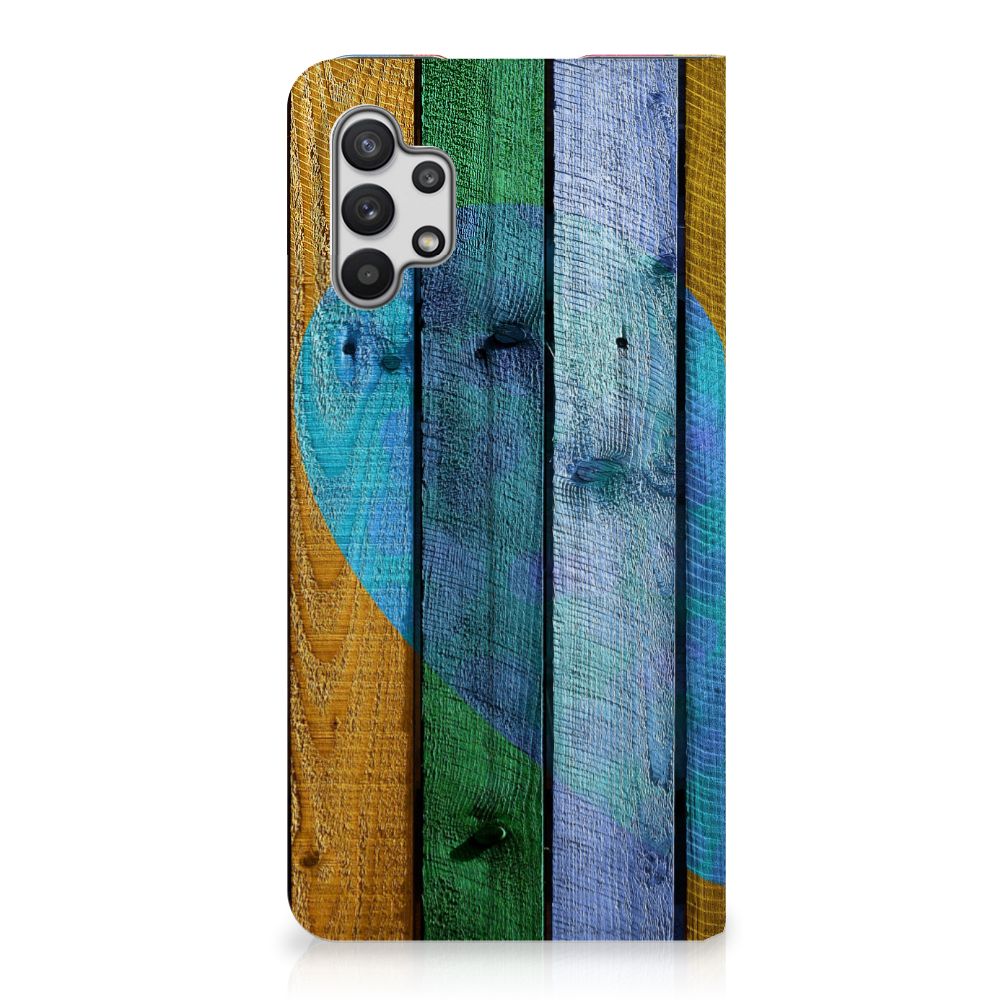 Samsung Galaxy A32 5G Book Wallet Case Wood Heart - Cadeau voor je Vriend - B2C Telecom