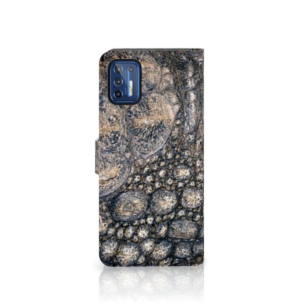 Motorola Moto G9 Plus Telefoonhoesje met Pasjes Krokodillenprint