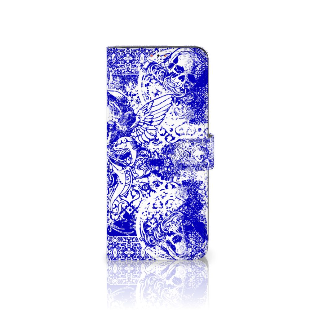 Telefoonhoesje met Naam Samsung Galaxy A13 (4G) Angel Skull Blauw