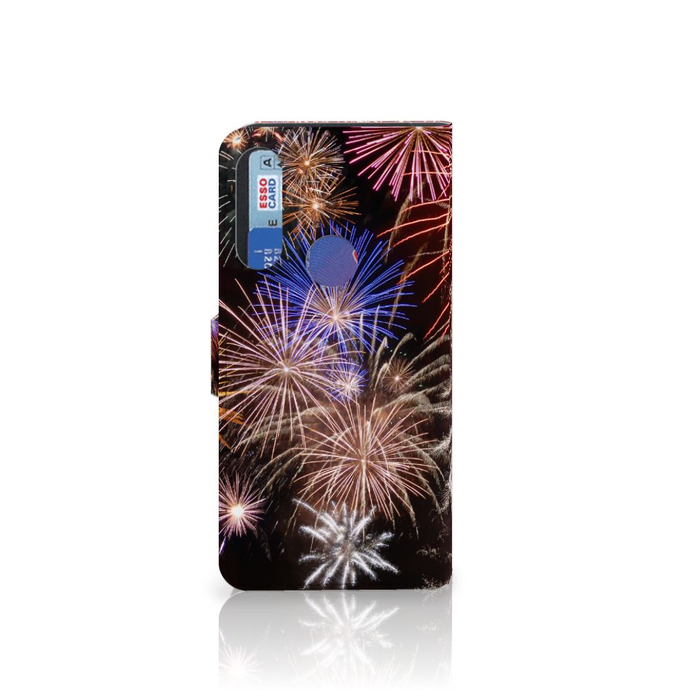 Alcatel 1S 2020 Wallet Case met Pasjes Vuurwerk