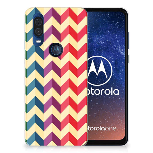 Motorola One Vision TPU bumper Zigzag Multi Color