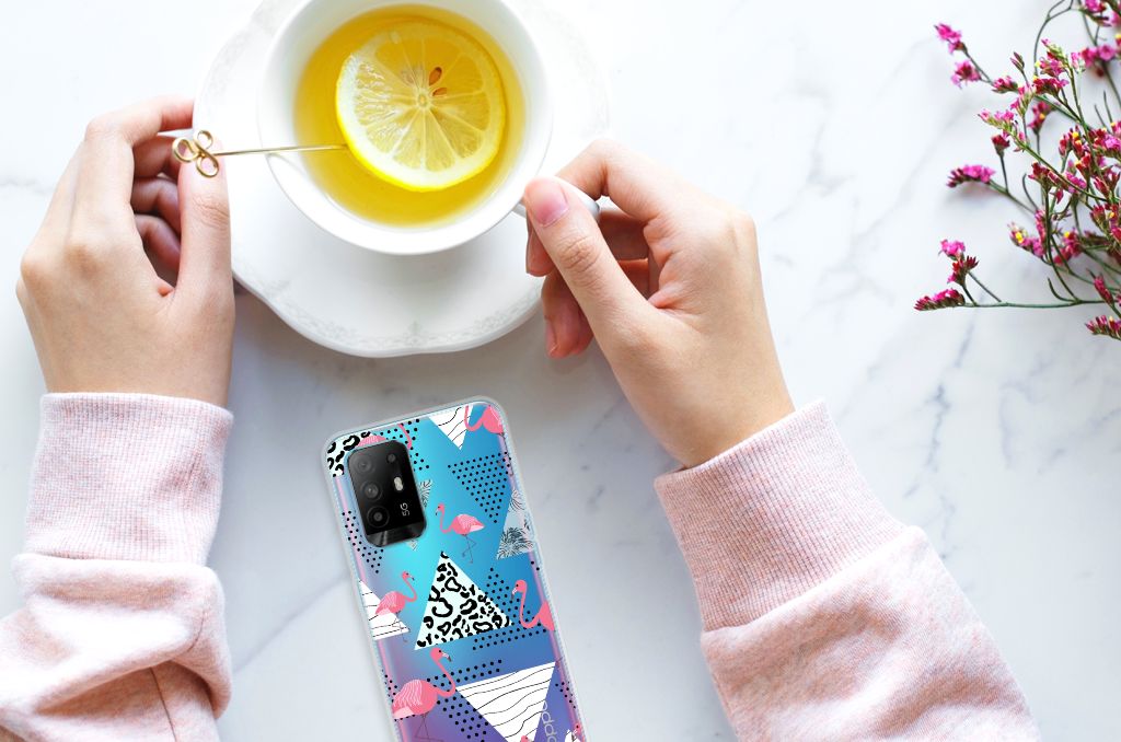OPPO A94 5G | Reno5 Z TPU Hoesje Flamingo Triangle B2C Telecom